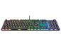 Gaming-Tastatur mit RGB-Hintergrundbeleuchtung und Lautstärkeregler.