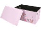Rosa Aufbewahrungsbox mit Deckel und Waldtiermuster.
