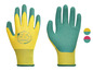 Gelb-grüne Arbeitshandschuhe mit Parkside-Logo