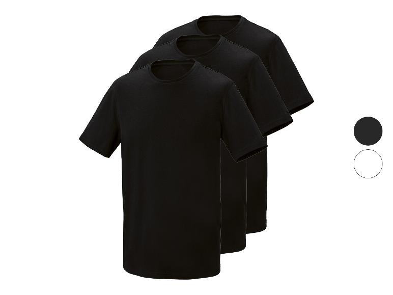 Dreierpack schwarze kurzärmelige Herren-T-Shirts.