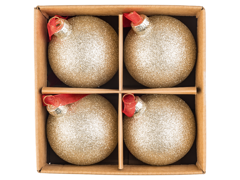 LIVARNO® Weihnachtskugel aus Glas, 4er-Set