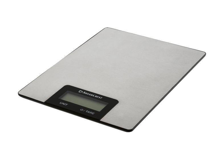 Silvercrest Küchenwaage mit gebürsteter Metalloberfläche und Digitalanzeige