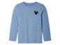 Ein hellblaues Langarmshirt mit einem Mickey-Mouse-Logo.