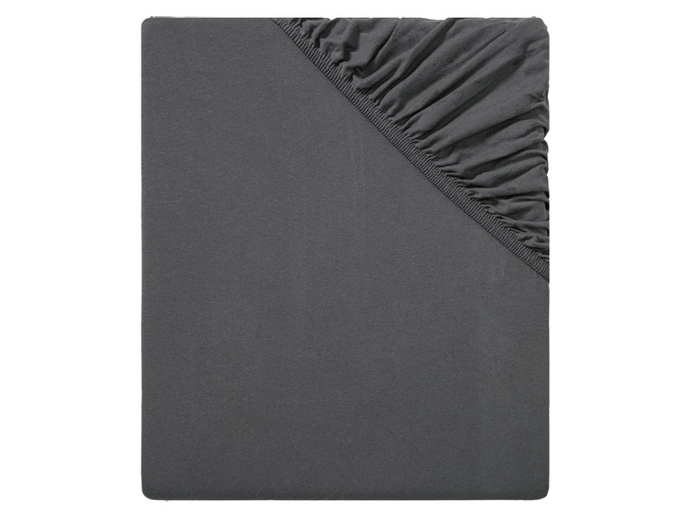 Ein dunkelgraues Spannbettlaken.