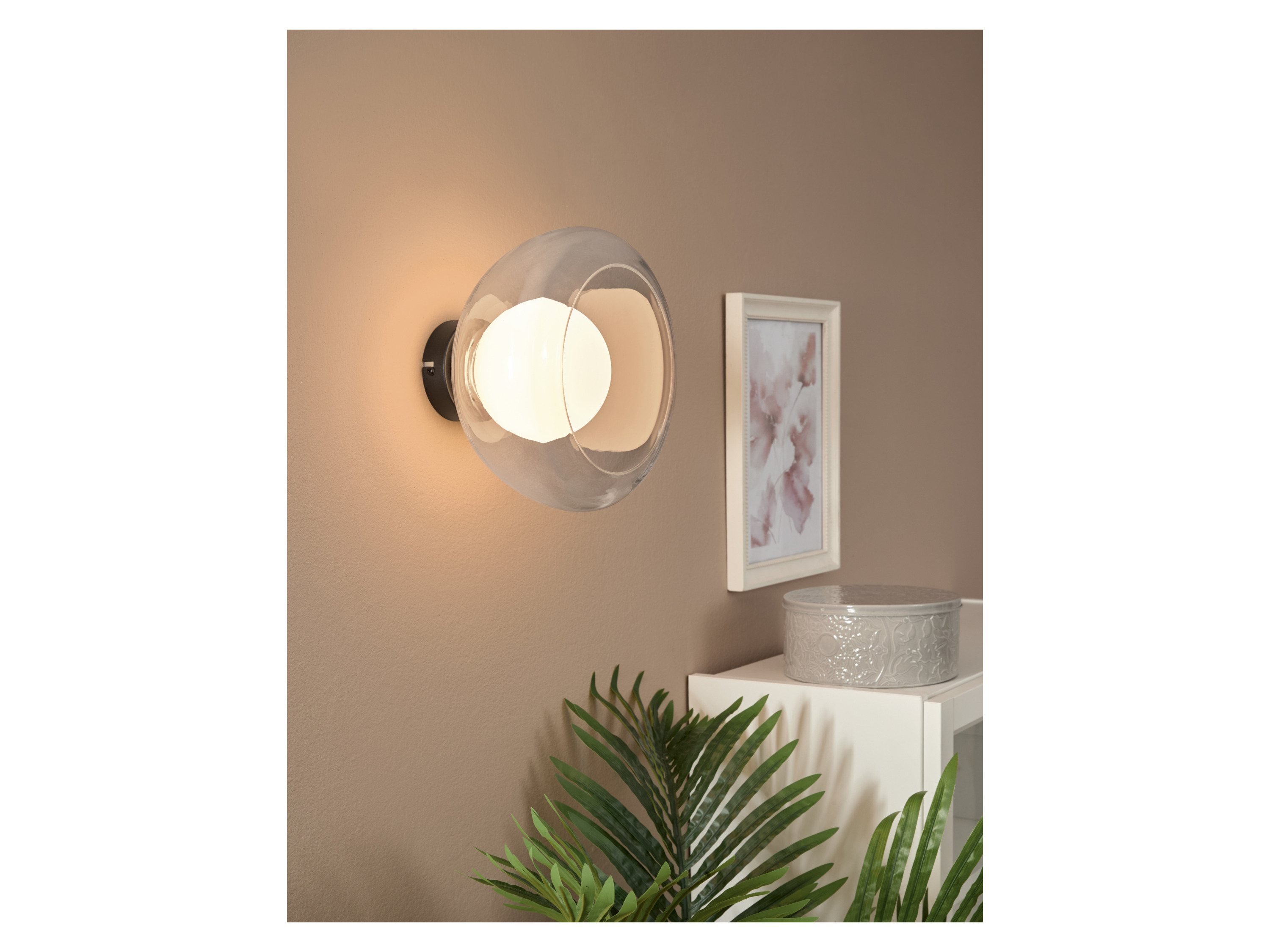 LIVARNO HOME LED-Wand- und Deckenleuchte, Lampenschirm aus hochwertigem Glas (Transparent) – Bild 4 von 4