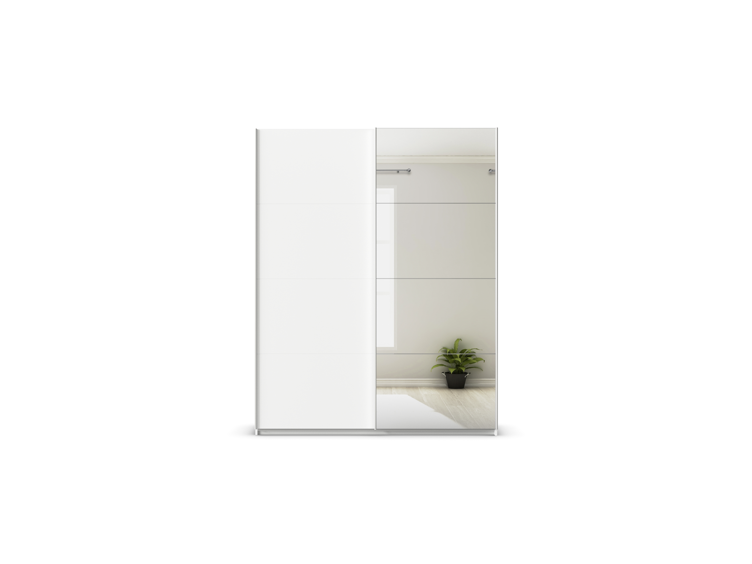 Thumbnail - rauch ORANGE Quadra Schwebetürenschrank mit Spiegelelementen (Premium-Ausstattung, Korpus Weiß, Breite: 181cm/Höhe: 230c...