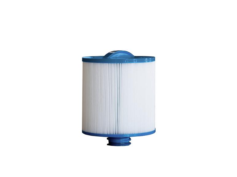 Weiß-blaue HOME DELUXE Poolfilter-Kartusche Marble Deluxe.