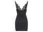 Schwarzes Slipdress mit Spitzendetails.