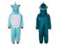 Ein blauer Einhorn- und ein grüner Hai-Overall.