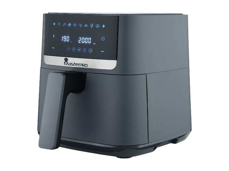 MasterPro Heißluftfritteuse: dunkelgraues Küchengerät mit Digitaldisplay.