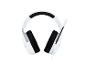 Weißes Gaming-Headset mit Mikrofon, von vorne gesehen.