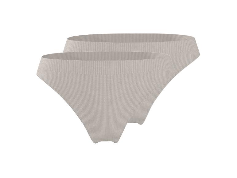 Set aus 2 beigen gerippten High-Waist-Slips.