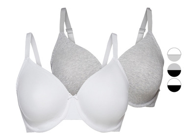 esmara® Damen Bügel-BHs, 2 Stück, hohen Baumwollanteil