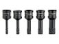 Set aus fünf schwarzen Bohrern in verschiedenen Größen.