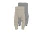 Zwei Baby-Leggings, eine gerippte beige mit Bären und eine einfarbige graue.