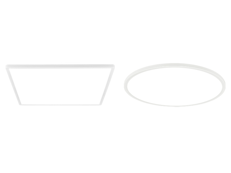 LIVARNO home LED-Paneele, eckiges und rundes Modell.