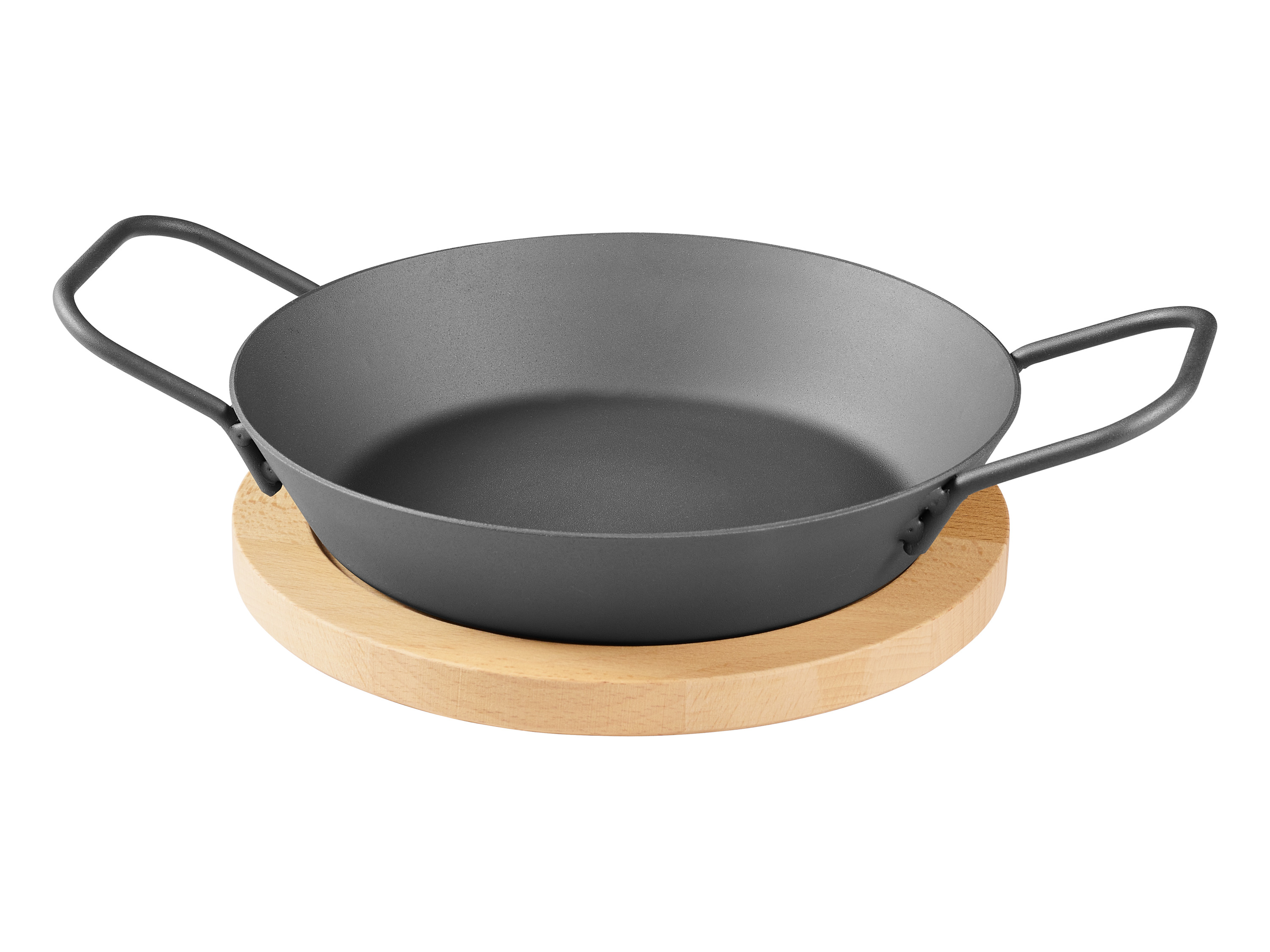 GRILLMEISTER Eisenpfanne Ø32cm/ gelocht Ø28cm/ m. Servierbrett (Eisenpfanne 20cm)