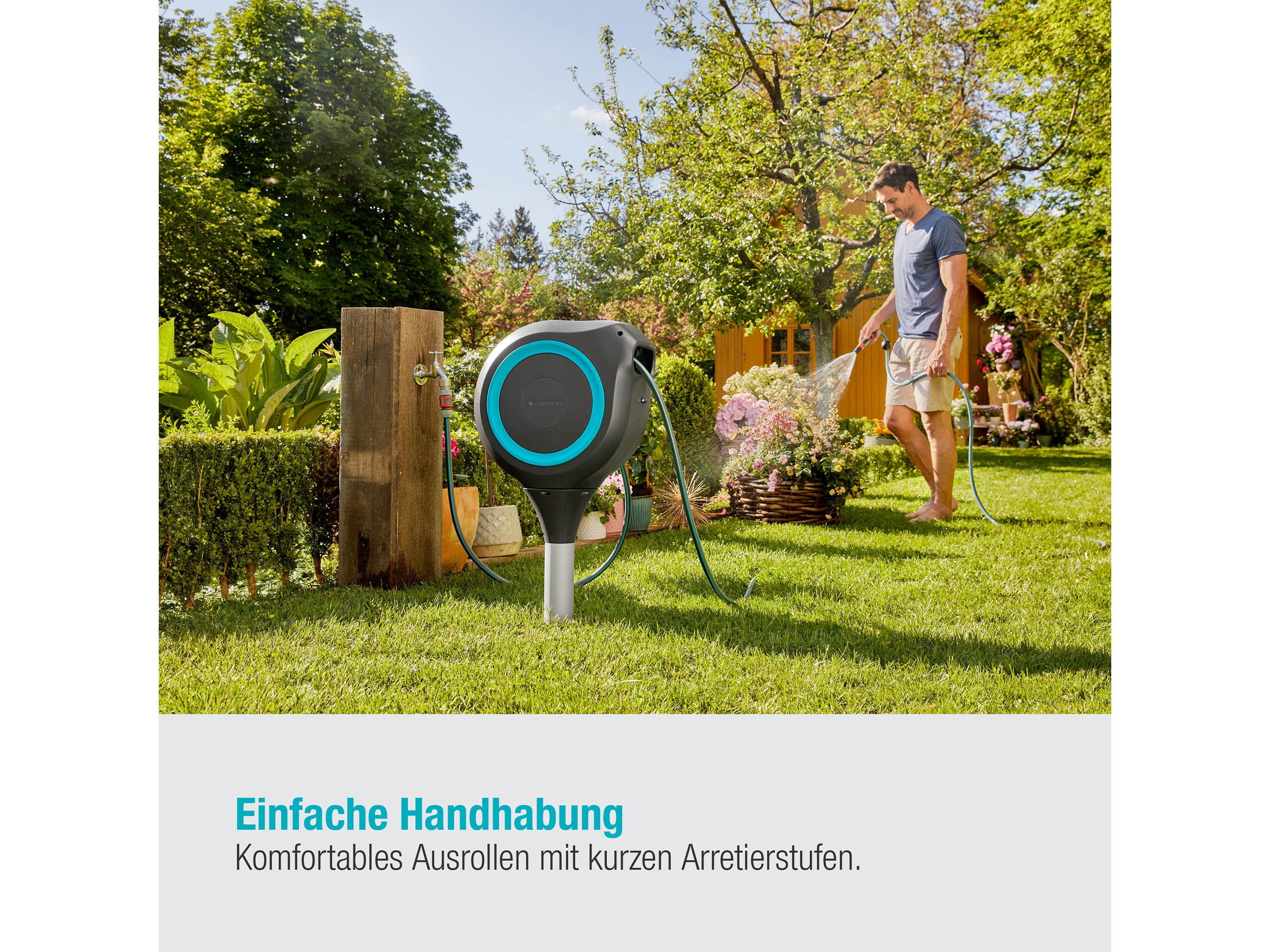 GARDENA Gartenschlauch Garten-Schlauchbox RollUp M (türkis) 20 m – Bild 3 von 4