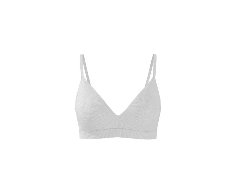 Weißer gerippter nahtloser Bralette mit dünnen Trägern.