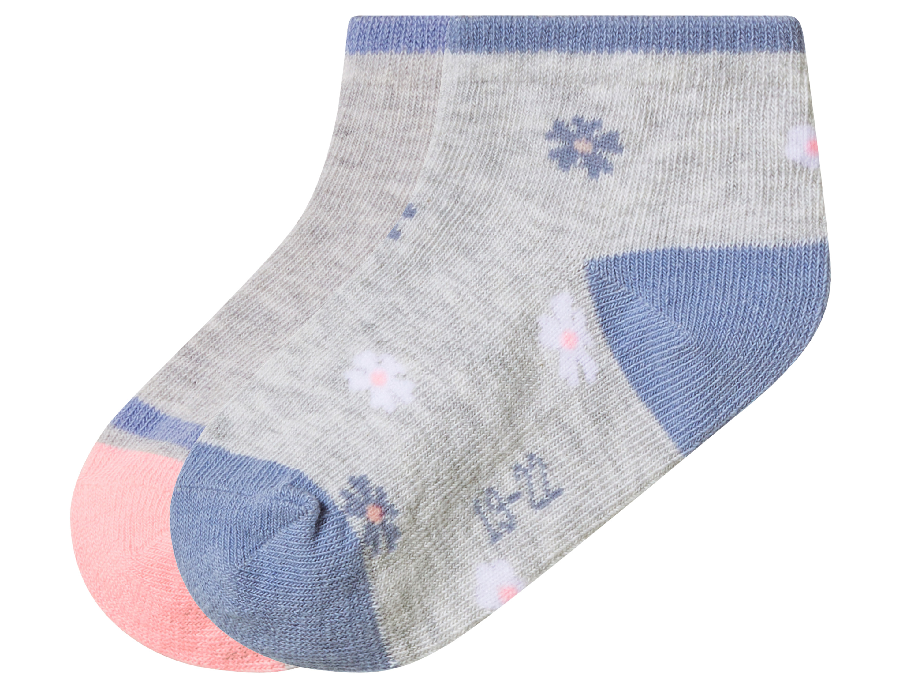 LUPILU® Kleinkinder Sneakersocken 2 Paar (Blumen/grau/blau/rosa, 19/22)""