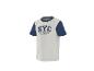 Kurzarm-T-Shirt mit Farbblock-Design und „NYC MY TEAM NEW YORK CITY“-Aufdruck.