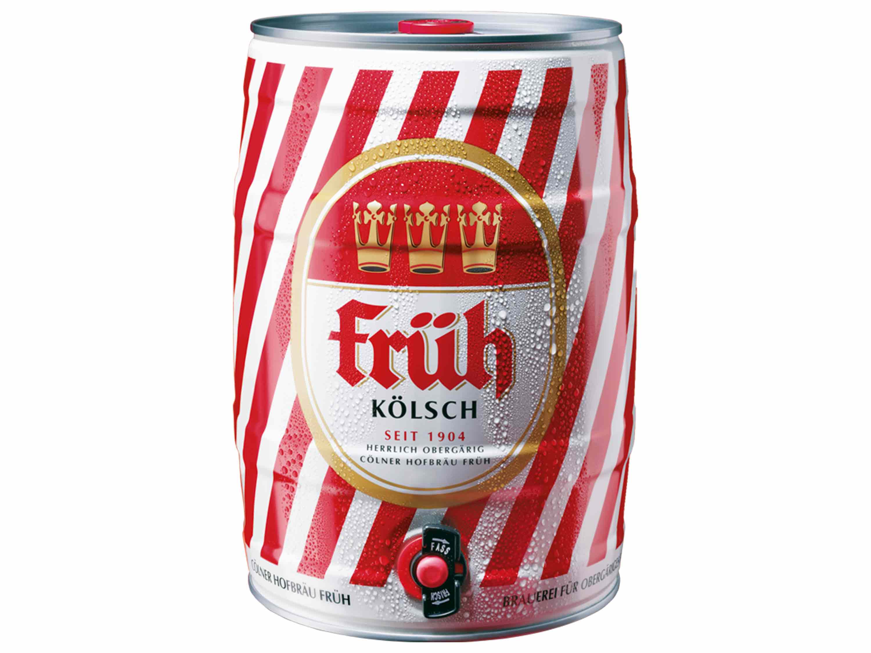 Früh Kölsch 5 Liter Bierfass mit Zapfhahn, Pfandfrei 4,8% Vol