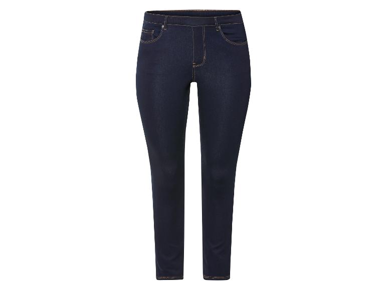 Dunkelblaue Jeans-Leggings.