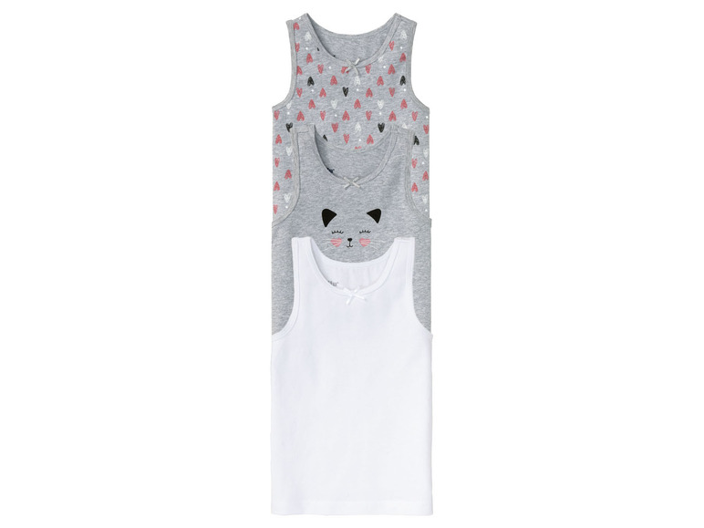 Gehe zu Vollbildansicht: lupilu® Kleinkinder Mädchen Unterhemd, 3 Stück, mit hohem Baumwollanteil - Bild 2