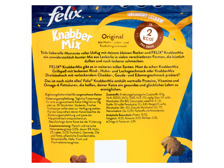 Gehe zu Vollbildansicht: FELIX KnabberMix Original Katzensnack, Knusper-Leckerlie mit 3 Geschmacksrichtungen, 5er Pack (5 x 200g) - Bild 4