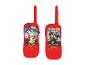 Zwei rote Lexibook Paw Patrol Walkie-Talkies mit Charakterbildern.