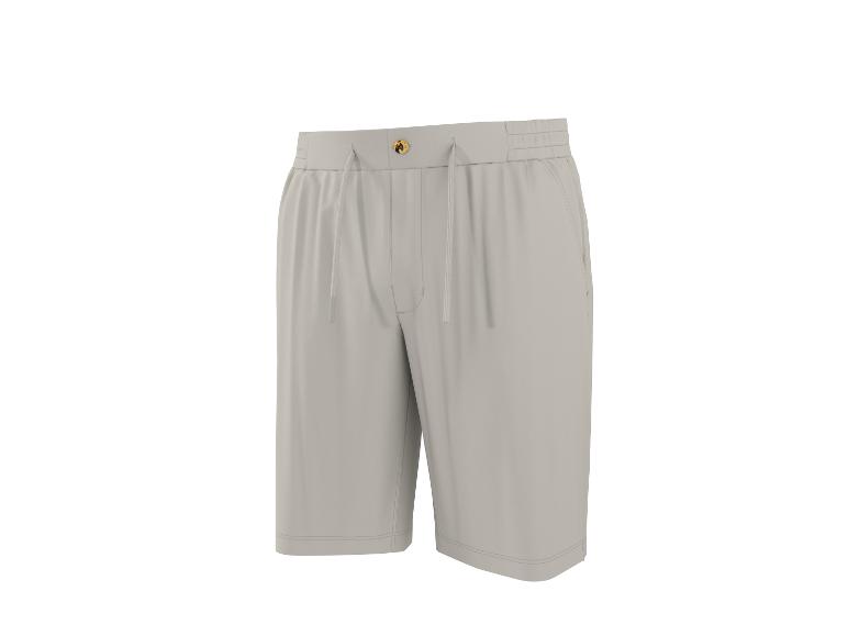 Hellgraue Shorts mit Kordelzug und goldenem Knopf