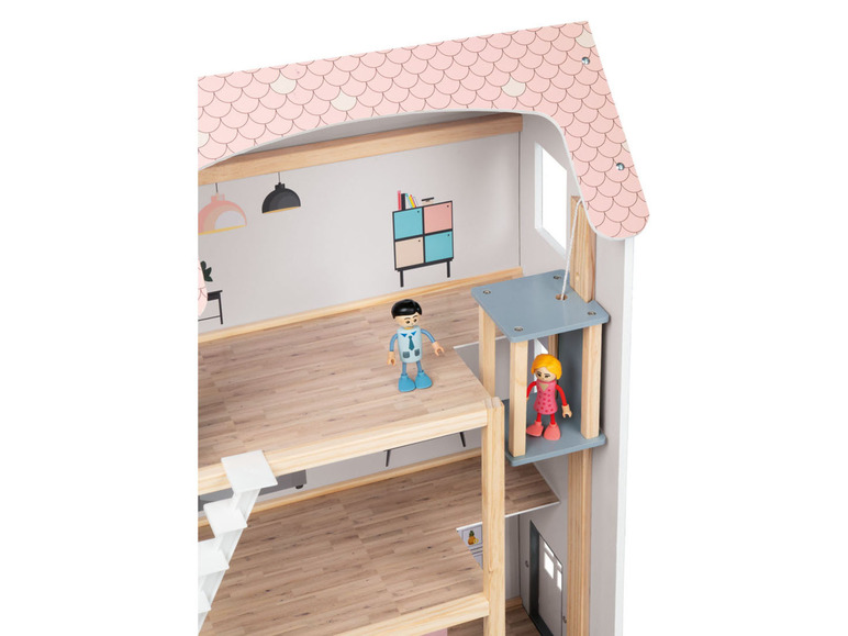 Gehe zu Vollbildansicht: Playtive Holz-Puppenhaus, 39-teilig, 3 Etagen - Bild 7