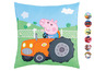 Peppa Pig Kissen mit Peppa in einem Traktor.