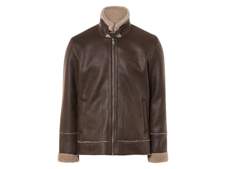Herren Bikerjacke, mit warmem Lammfellimitat