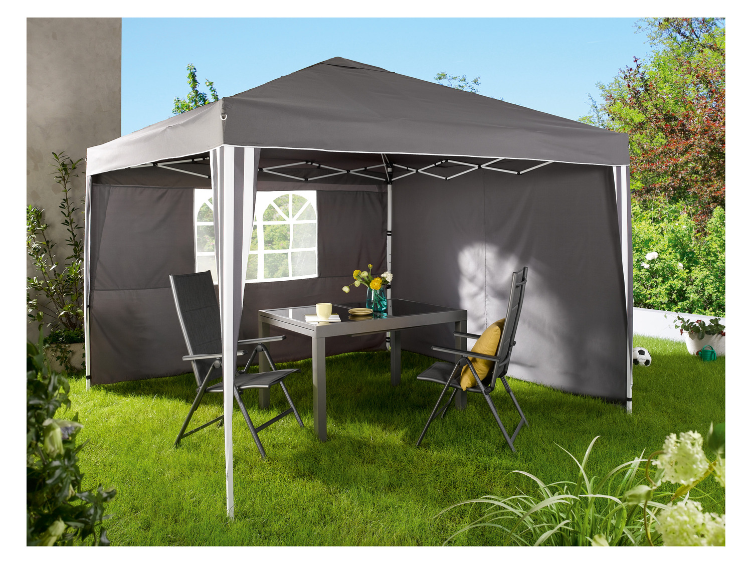 LIVARNO home AluminiumFaltpavillon, mit 2 Wänden