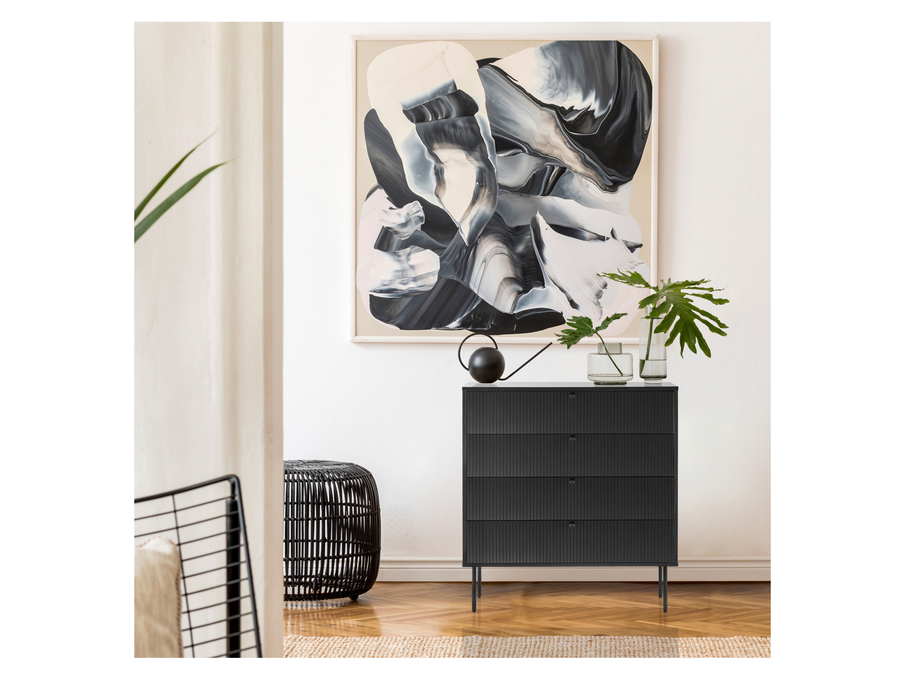 HJH LIVING Kommode KARBY 4 Schubladen Schwarz – Bild 2 von 4