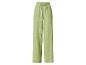 Grüne Musselin-Hose mit weitem Bein und Kordelzug in der Taille.