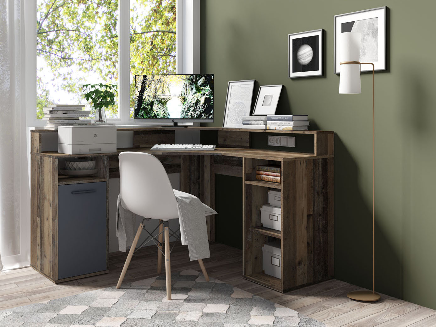 BYLIVING Gaming Schreibtisch Fox (Old Wood / Anthrazit) – Bild 2 von 4