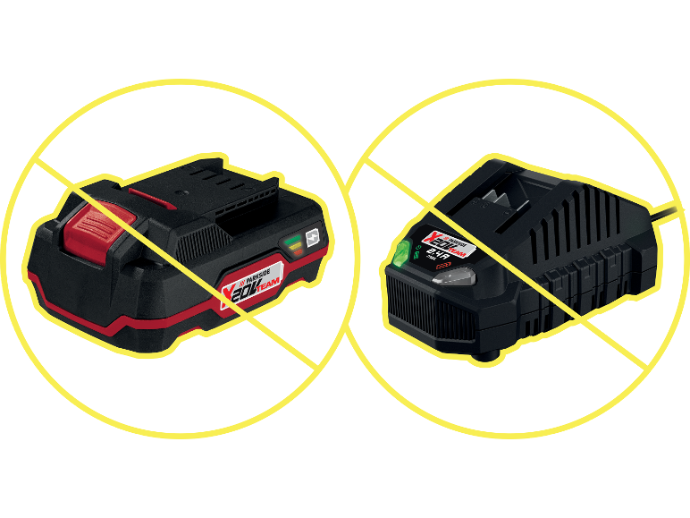 Parkside X 20V Team Akku und Ladegerät.