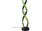 LED-Tischleuchte in Form einer Doppelspirale mit grünem Licht.