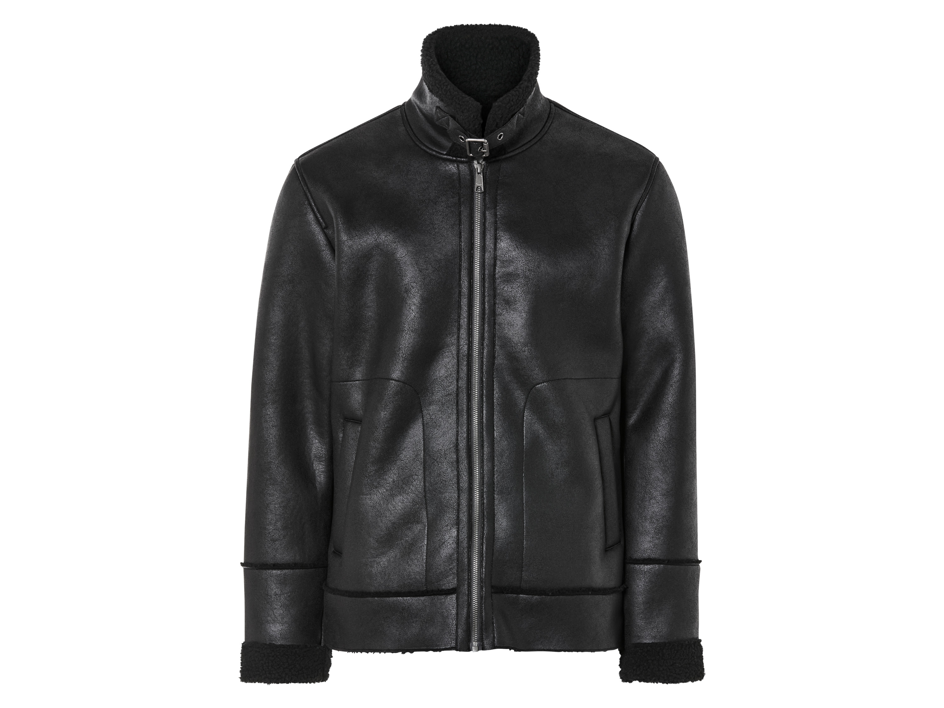 Thumbnail - LIVERGY® Herren Bikerjacke Lammfellimitat (Schwarz, XL(56/58))