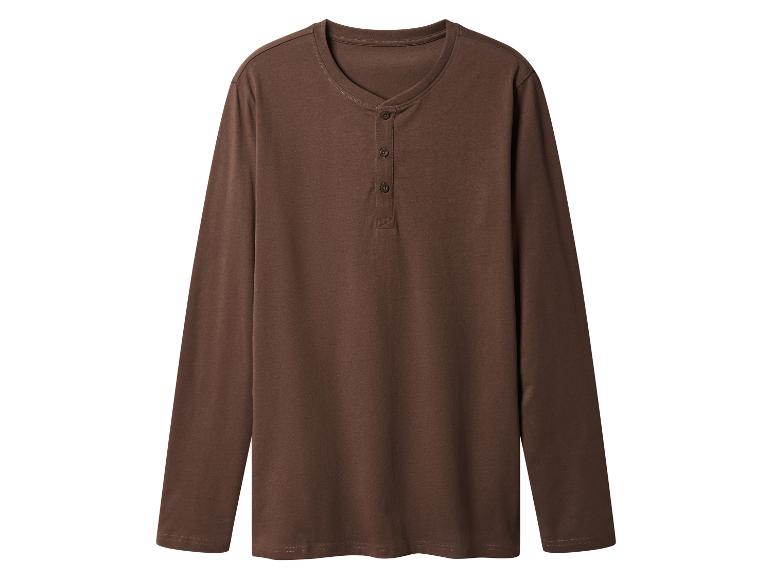Braunes Langarm-Henley-Shirt für Herren