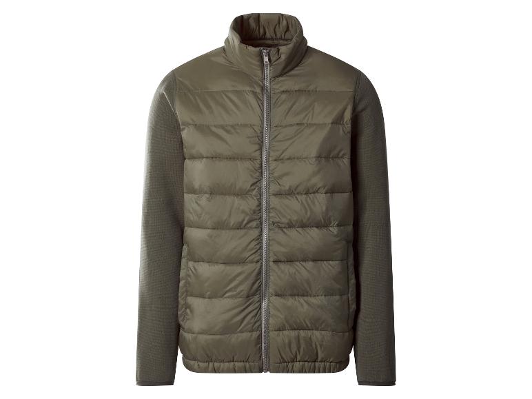 Herren-Steppjacke in Olivgrün mit Strickärmeln und Reißverschluss