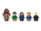 Fünf LEGO Harry Potter Minifiguren: Hagrid, Harry, Hermine, Ron und Draco.