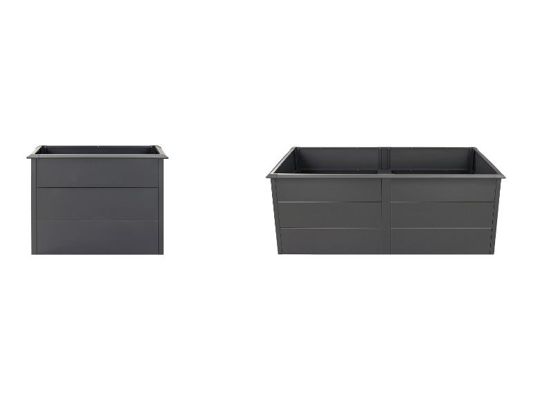 Zwei dunkelgraue, rechteckige Gartenkübel auf weißem Hintergrund
