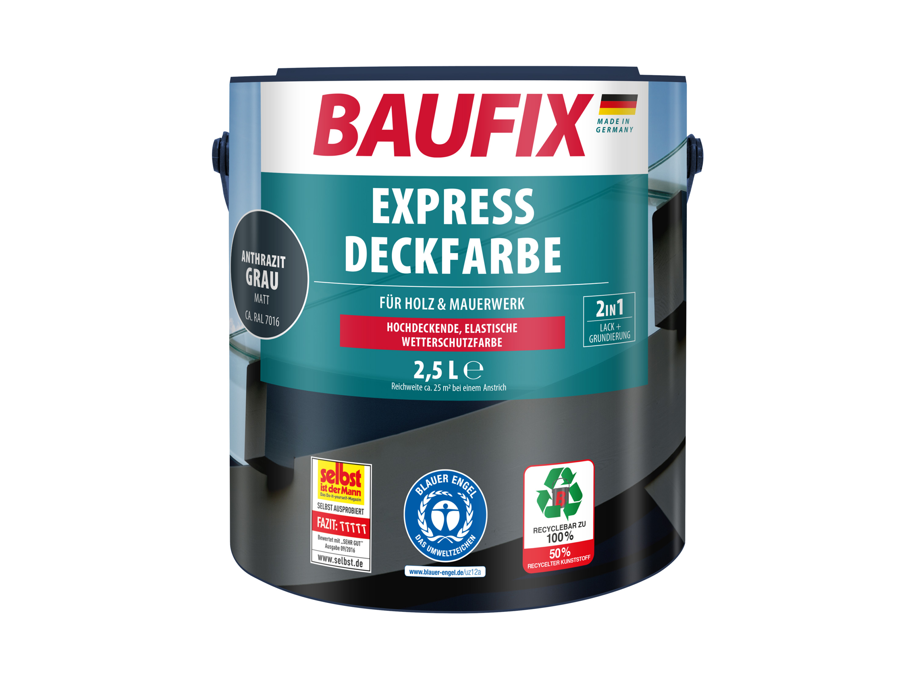 BAUFIX Express Deckfarbe 2,5 Liter (anthrazitgrau matt) | 04014505065521