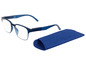 Blaue Brille mit blauem Etui.