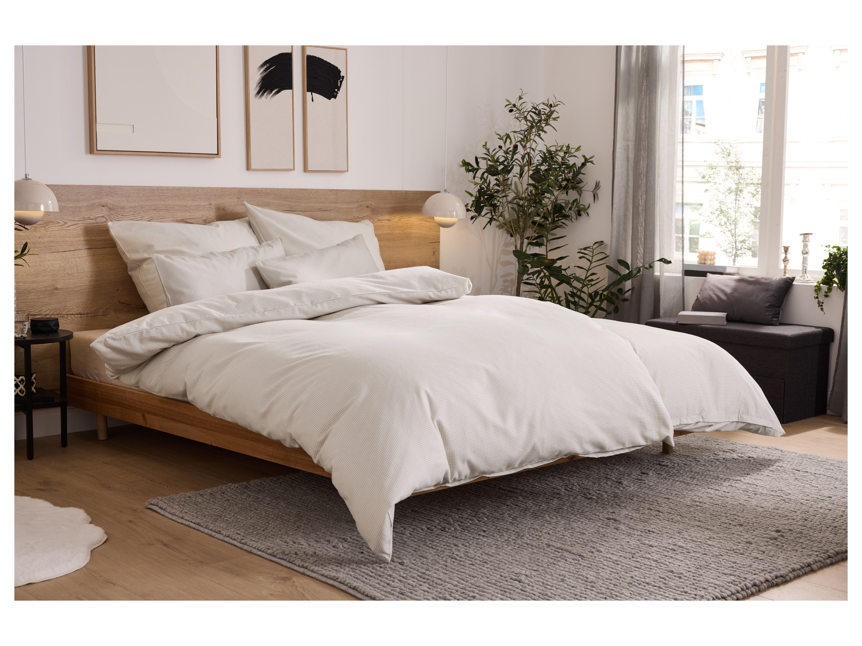 Thumbnail - LIVARNO® Feinbiber-Bettwäsche, 155 x 220 cm (Beige)