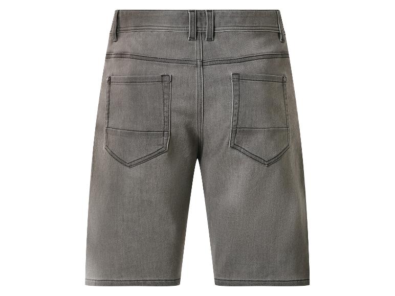 Graue Herren-Jeansshorts, Rückansicht.