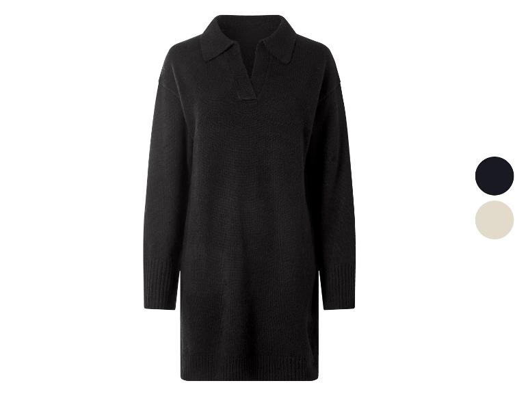 ESMARA® Damen Strickkleid mit Kragen, schwarz.